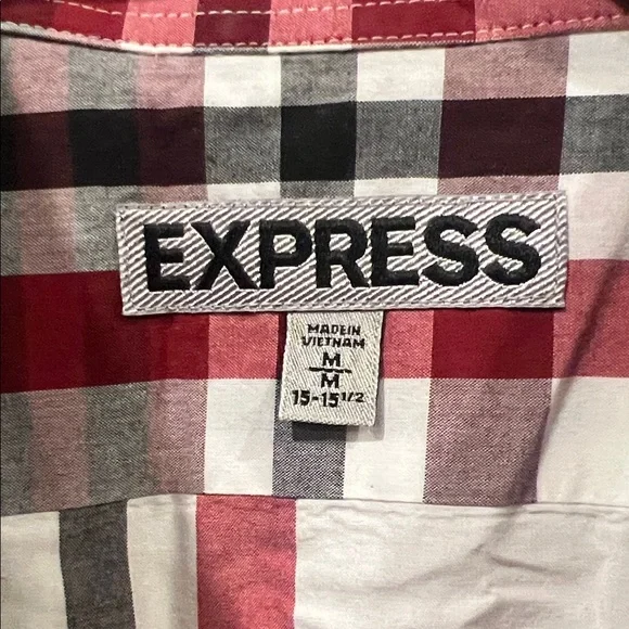 Express Men's Casual Plaid Shirt - Red, Black, White - Picture 2 of 9